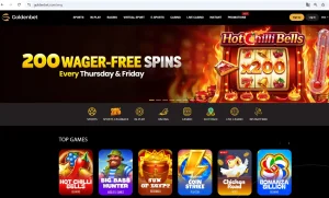 Goldenbet website interface displayed in a desktop browser
